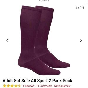 Sof Sole Men’s 2-pack All Sport Adult Team Sock Maroon Size Large NWT